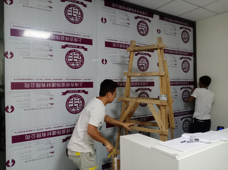 公司前臺鋁塑板logo墻設計、公司前臺鋁塑板形象墻制作