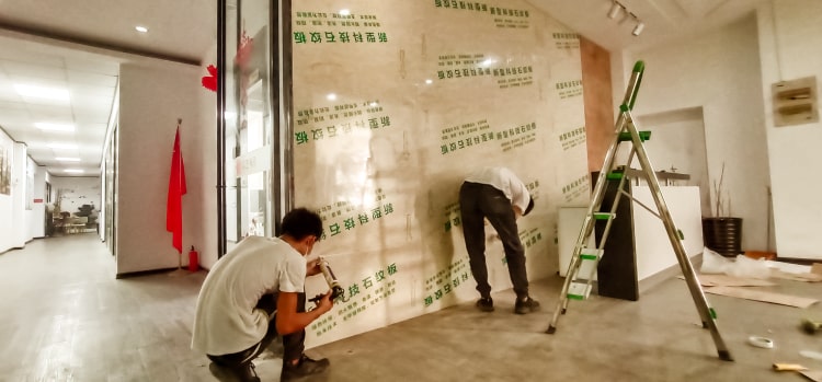 中商創服集團公司logo墻設計制作+法國吉洛企業公司背景墻設計制作